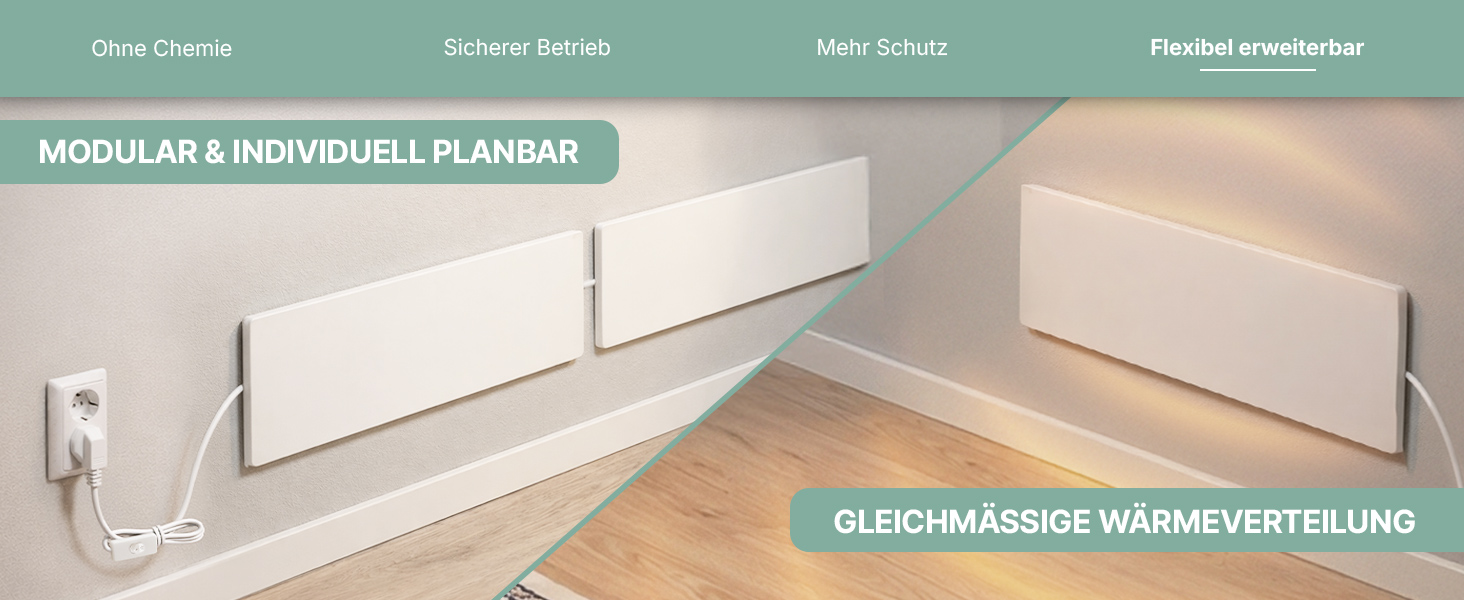 Heidenfeld AS100 Anti-Schimmel-Heizung mit modularer Erweiterung und gleichm&auml;&szlig;iger W&auml;rmeverteilung